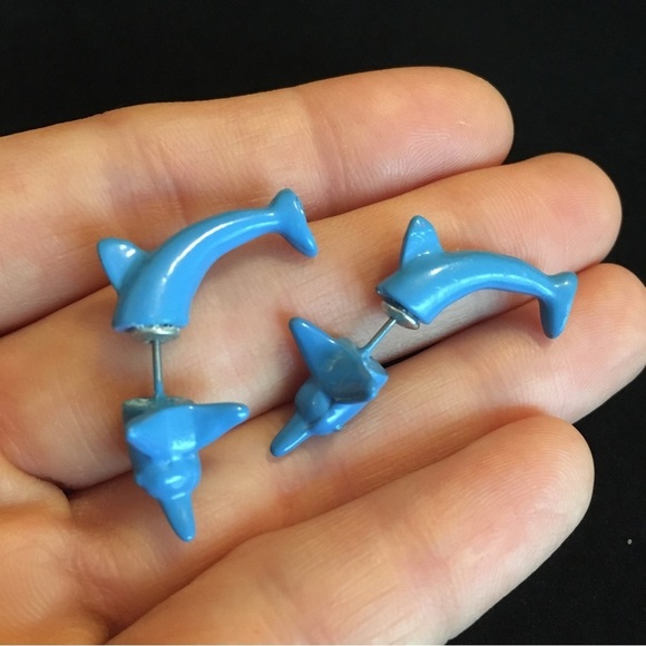 unknown Jewelry - Jewelry - VINTAGE Blue Dolphin Earrings